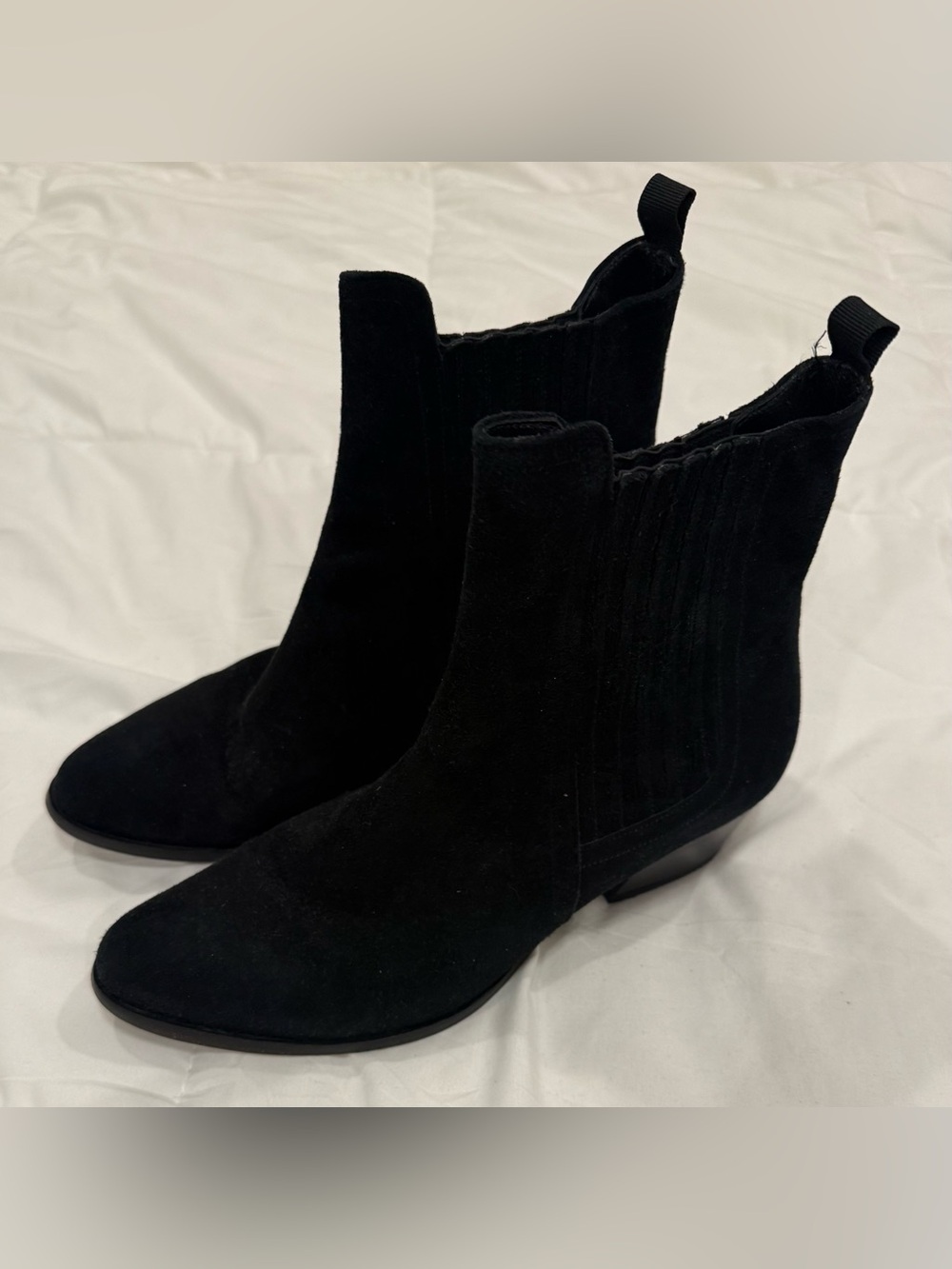 Elia B. London Black Suede Chelsea Ankle Boots Size 40